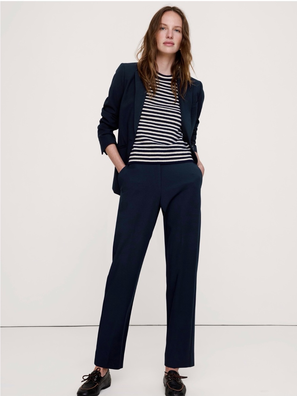 BANANA REPUBLIC High-Rise Modern Slim Refined Ankle Pant | Navy #713508